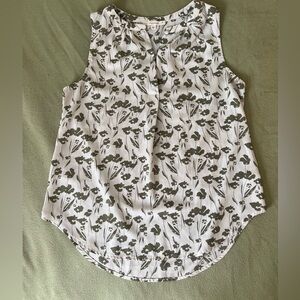 Fun2Fun Floral Sleeveless Top Green and White